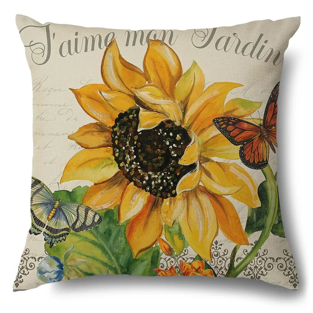 Sunflower Pillow Cover Fall Thanksgiving Decorative Cushion Cover Autumn Farmhouse Home Sofa Decor Pilow Case Flowers Pillowcase