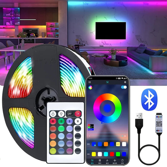 Smart LED Strip Lights RGB Color Changing 5V Low Voltage APP Control Home Decoration TV Party Festival Decoration (With Battery)