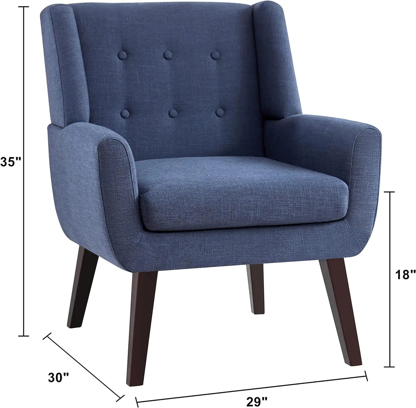 Comfort Corner Accent Chair, Upholstered Button Tufted Armchair, Linen Fabric Sofa Chairs for Bedroom, Living Room, Comfy