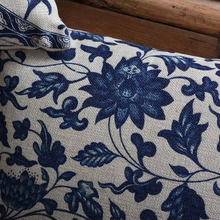 Ethnic Blue Floral Decorative Pillows Sofa Cushion Cover Flower Bird Pillowcase Living Room Decoration Farmhouse Pillow Case