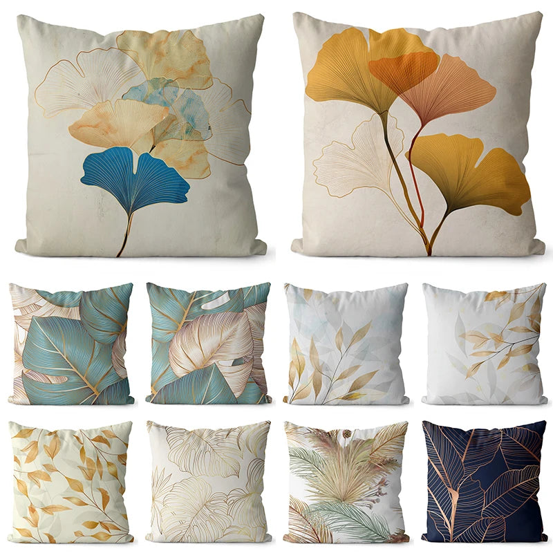 Leaves Pattern Cushion Covers for Sofa Living Room Chair Waist Pillow Case Home Decoration Nordic Modern Pillow Covers