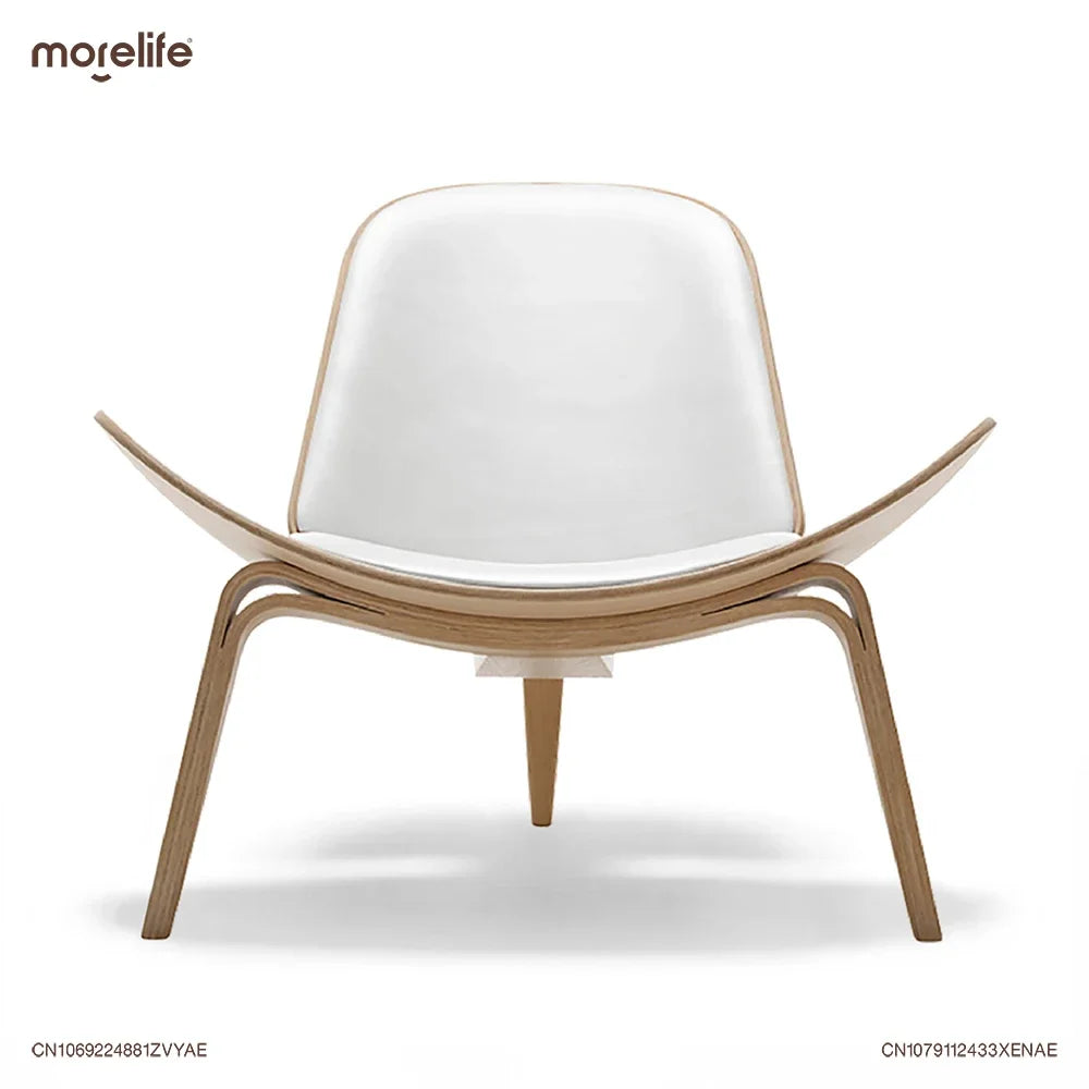 Northern Europe Three-Legged Shell Chair Ash Plywood Fabric Living Room Chair Modern Single Person Lounge Chairs Home Furniture