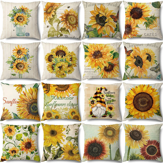 Sunflower Pillow Cover Fall Thanksgiving Decorative Cushion Cover Autumn Farmhouse Home Sofa Decor Pilow Case Flowers Pillowcase