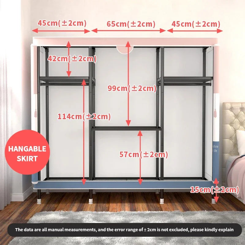 Capacity Portable Closet Wardrobe with Non-Woven Fabric Cover, Clothes Storage Organizer for Hanging Clothes, Easy to assemble