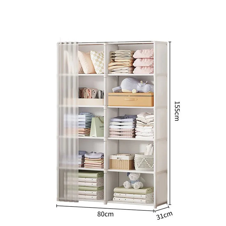 Dustproof Simple Wardrobe Home Bedroom Dormitory Plastic Multi-Layer Clothing Quilt Toys Books Debris Storage Cabinet