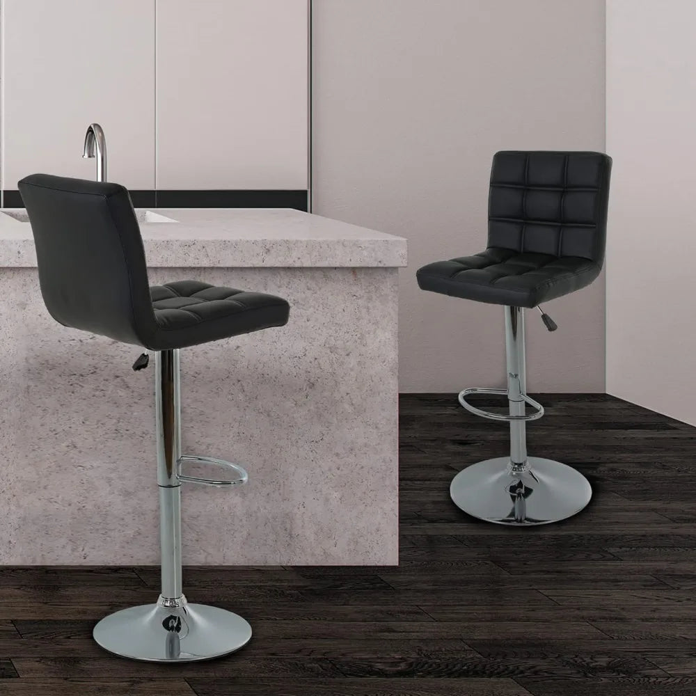 Modern Bar Stool Set of 2 Barstools Height Adjustable Counter Height Swivel Bar Stool PU Leather Bar Chairs Hydraulic Dining