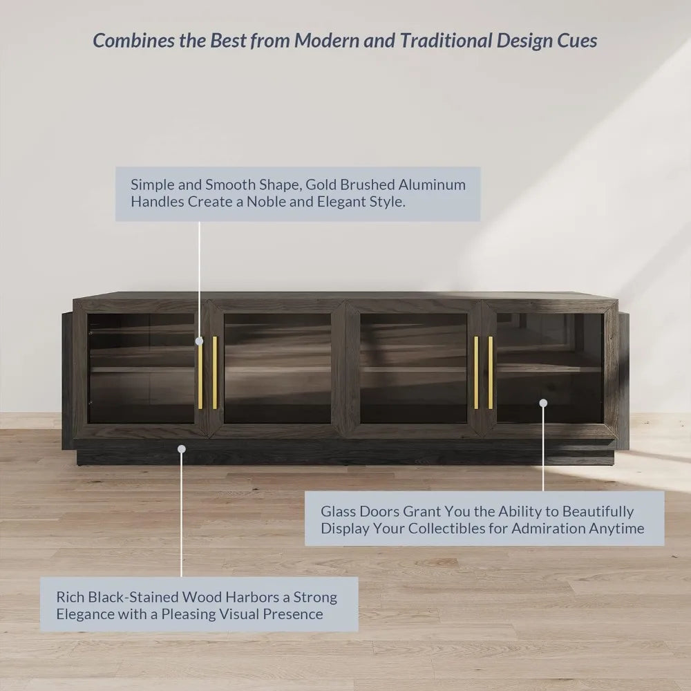 Modern TV Stand for 70 Inch,Wood Storage Cabinet and Shelves,TV Console Table Media Cabinet