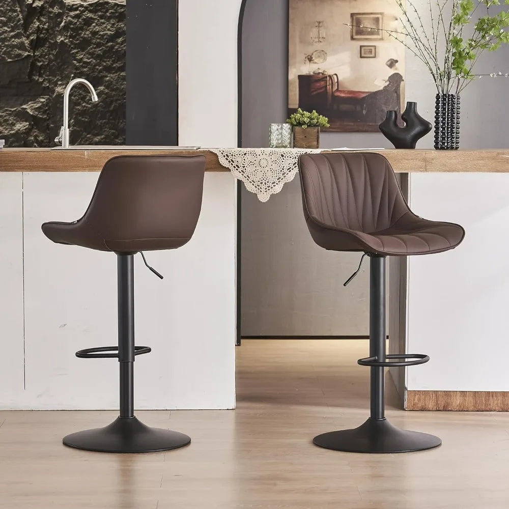 Bar stool set of 2 pieces, counter height adjustable bar stool with backrest