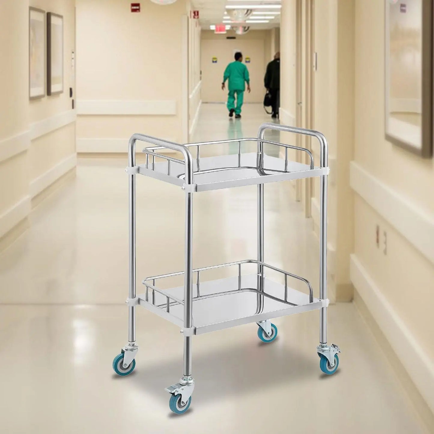 Utility Cart with Lockable Wheels Lab Serving Cart for Kitchen Fixing Clinic