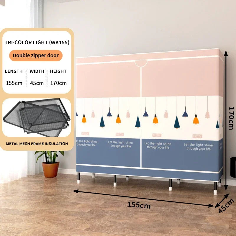 Capacity Portable Closet Wardrobe with Non-Woven Fabric Cover, Clothes Storage Organizer for Hanging Clothes, Easy to assemble