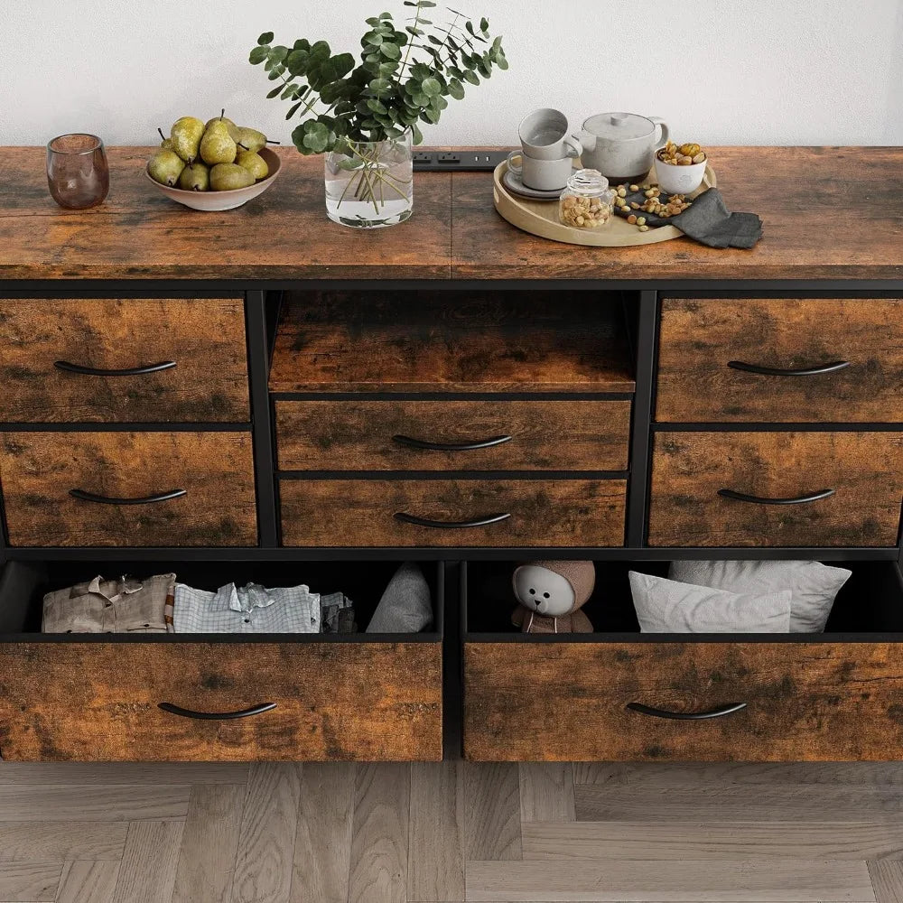 8 Dresser TV Stand with Power Outlet & LED for 55'' TV