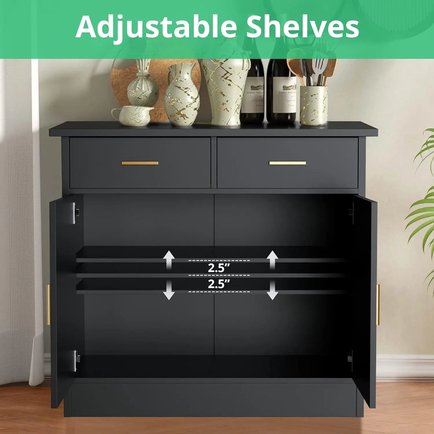 Kitchen Buffet Storage Cabinet with Doors, Drawers and Flexible Shelf, Buffet Table Sideboard for Kitchen, Entryway, Dining Room