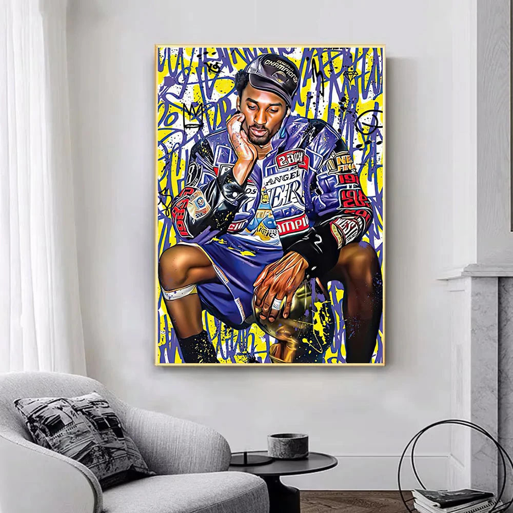 Famous Basketball Stars Wall Art Poster Abstract Graffiti Mural Modern Home Decor Canvas Painting Room Decorate Prints Pictures