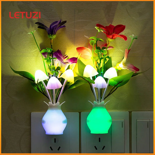 Creative Colorful Led Night Light Luminous Vase US/EU Plug-in Smart Lamp Control Induction Bedroom Sleep For Home Decor