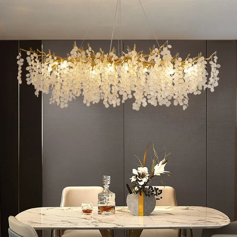 Modern Luxury Chandeliers Lighting Gold Hanging Lamp Glass Idoor Home Decor Pendant Lamp for Living Room Dining Table Bedroom G9