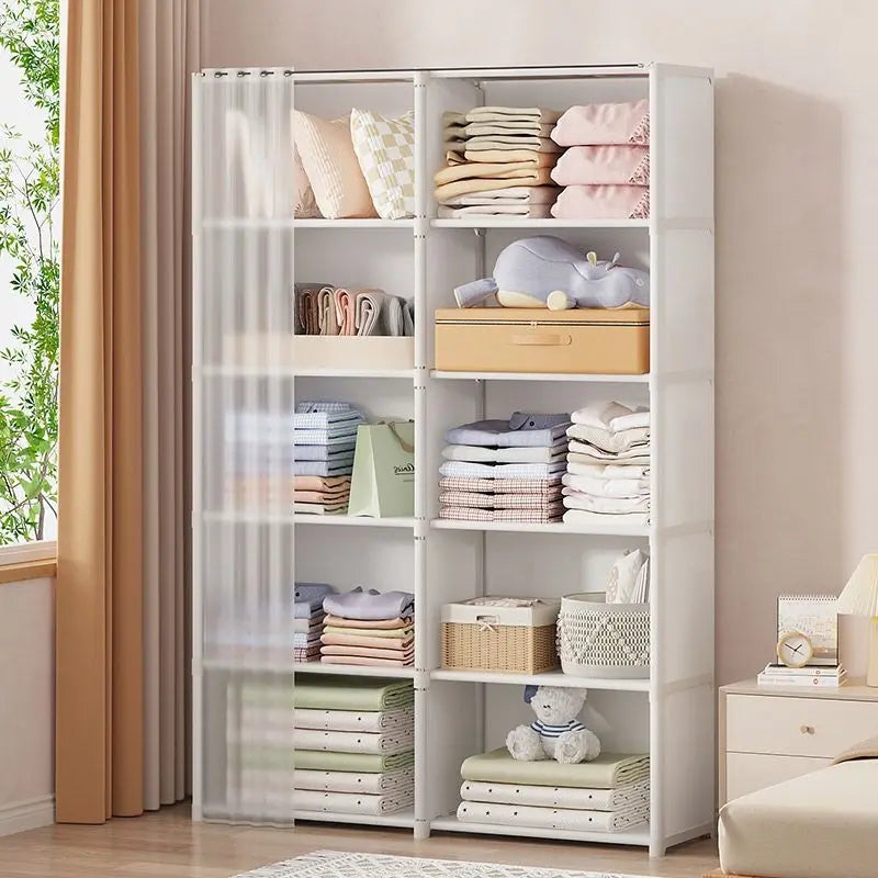 Dustproof Simple Wardrobe Home Bedroom Dormitory Plastic Multi-Layer Clothing Quilt Toys Books Debris Storage Cabinet