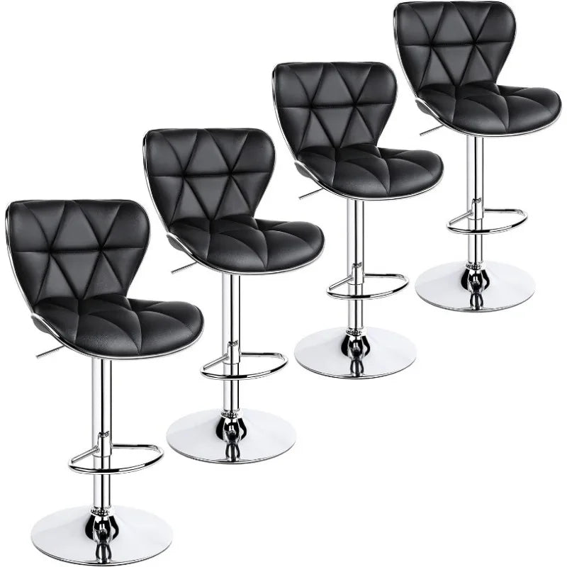 Island Chairs Bar Stools Set of 4 Fashionable Bar Chairs Adjustable PU Leather Swivel Stools Chair with Shell Back BarStools