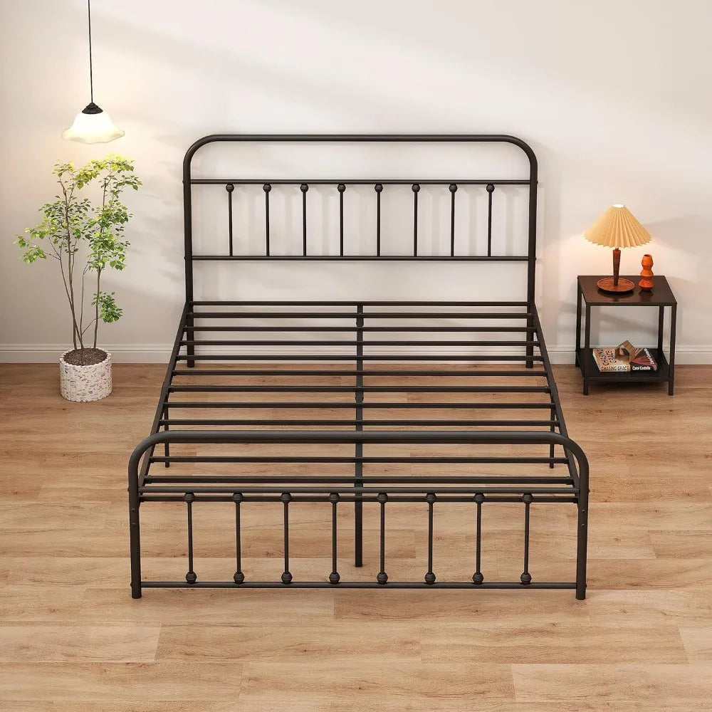 Classic Metal Platform Bed Frame with Heaboard and Footboard,Strong Metal Slats Support,No Box Spring Needed,Easy Assembly