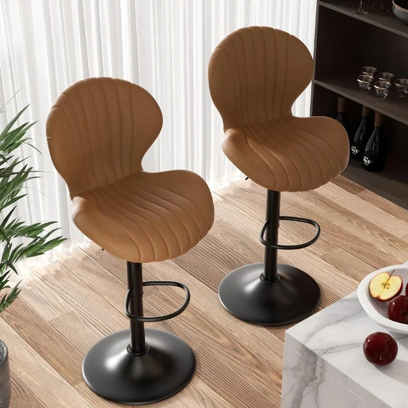 Bar Stools Set of 2 Modern Swivel Bar Chairs, Barstools Counter Height with High Backrest