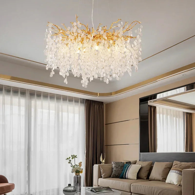 Modern Luxury Chandeliers Lighting Gold Hanging Lamp Glass Idoor Home Decor Pendant Lamp for Living Room Dining Table Bedroom G9