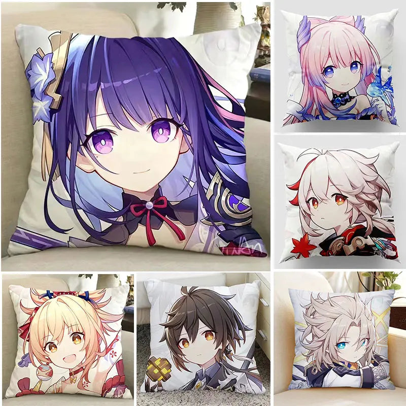 40/45/50/60cm Polyester Cushion Cover Japan Anime Cartoon Print Pillowcase For Home Decor