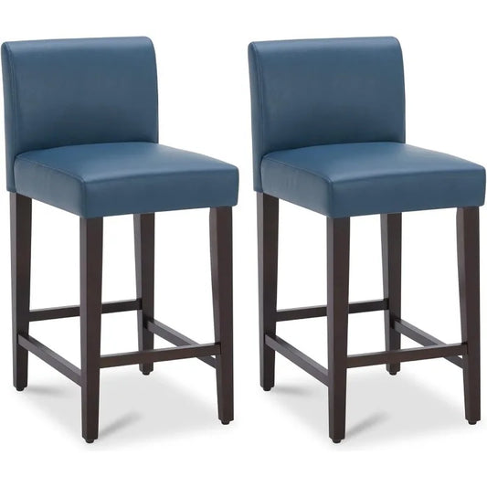 Counter Height Bar Stools Set of 2, 25" H Seat Height Upholstered Barstools, Fabric in Ivory