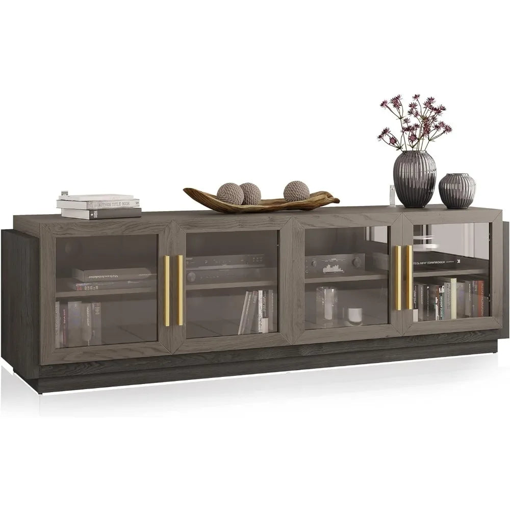 Modern TV Stand for 70 Inch,Wood Storage Cabinet and Shelves,TV Console Table Media Cabinet