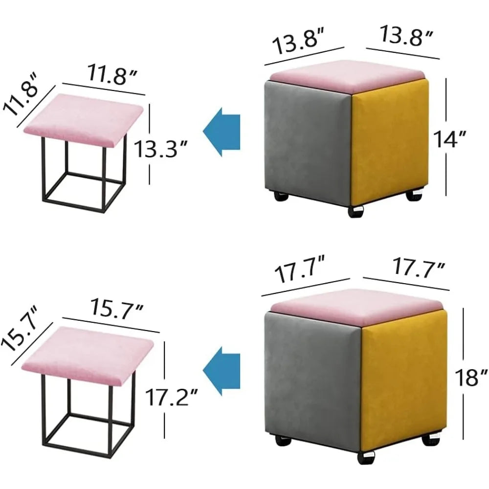 5 in 1 Seating Cube with Swivel Casters Stackable Sofa Chair