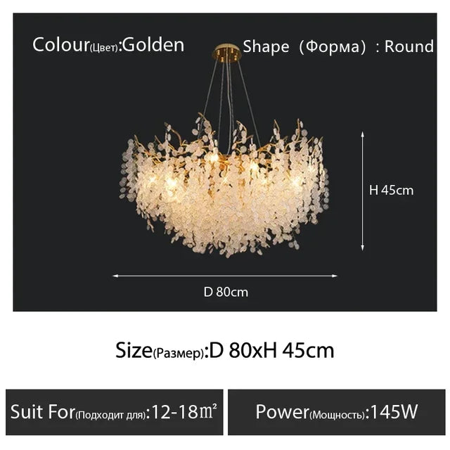 Modern Luxury Chandeliers Lighting Gold Hanging Lamp Glass Idoor Home Decor Pendant Lamp for Living Room Dining Table Bedroom G9