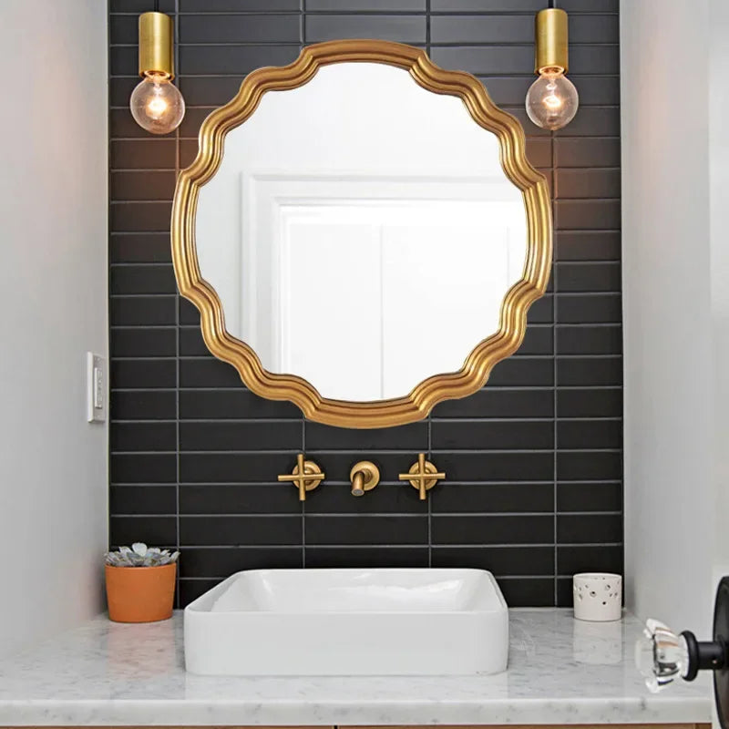 Makeup Aesthetic Mirrors Wall Art Bedroom Bathroom Garden Apartment Hotel Living Room Mirrors Luxury Spiegel Wavy Decoration