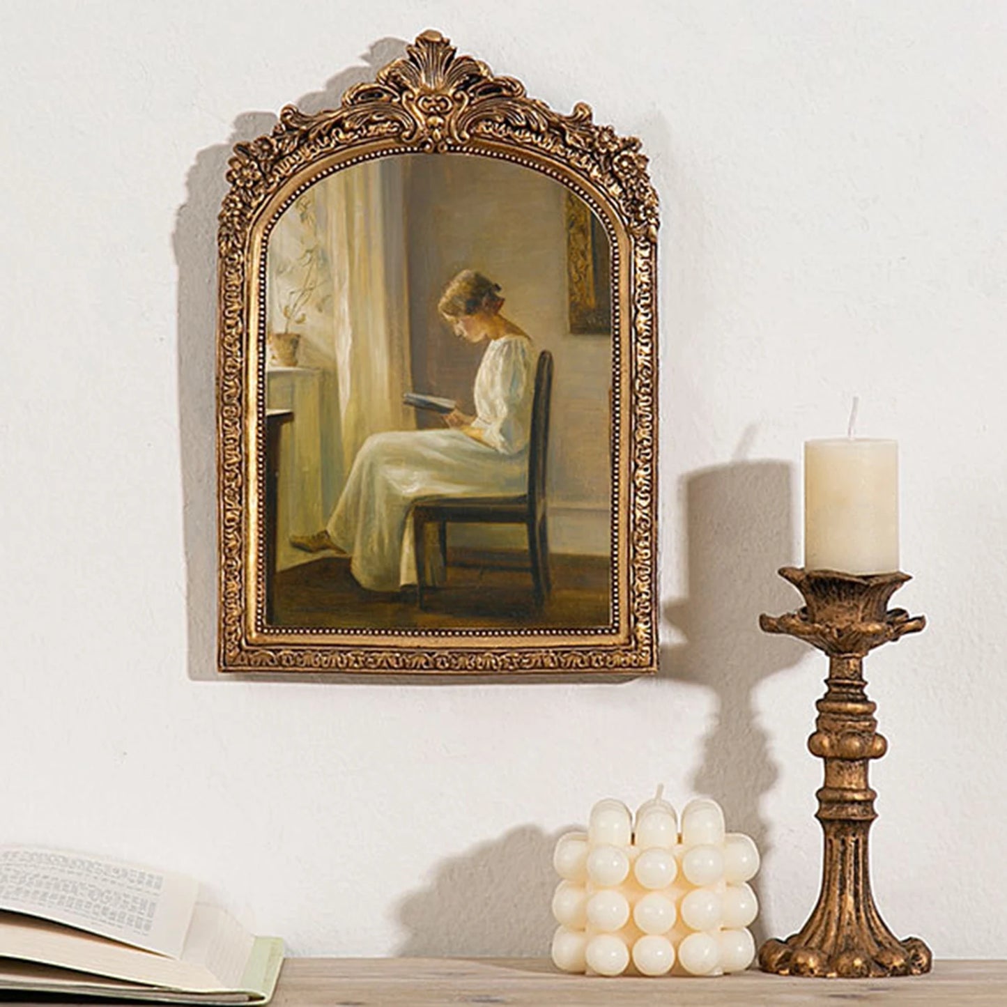 European Style Photo Frame Photo Holder Embossed Floral Tabletop Hanging Picture Display Picture Holder Home Decor
