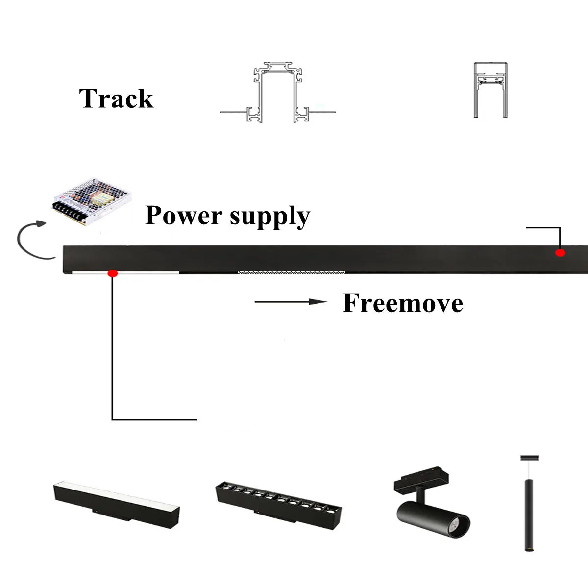 Modern Recessed Magnetic Track Lights Design LED Lamp Magnetic Rail Ceiling System Indoor Track Lighting Spot Rail Spotlights