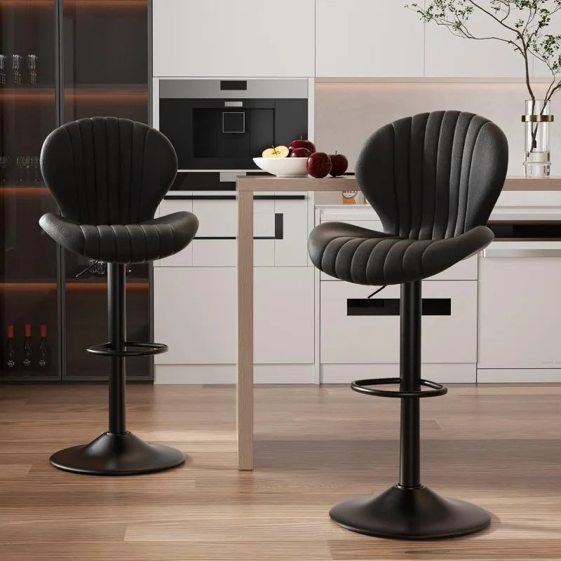 Bar Stools Set of 2 Modern Swivel Bar Chairs, Barstools Counter Height with High Backrest