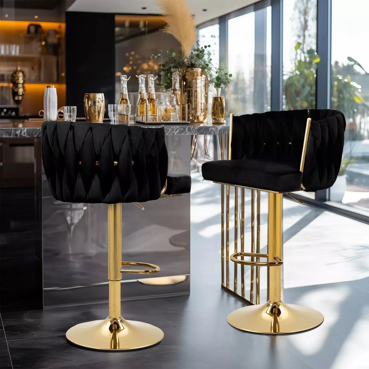 Bar Stools Velvet Woven Back