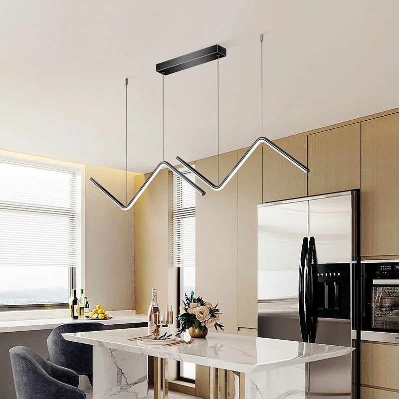 Modern LED Pendant Light Geometric Lines Chandelier For Living Room Restaurant Kitchen Office Coffee Indoor Home Decor Lamps