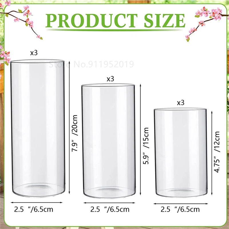 6.5cm Clear Glass Cylinder Vases Floating Candles Holders Clear Cylinder Flower Vases