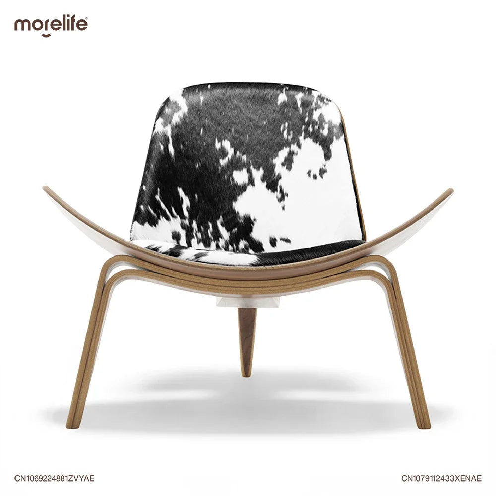 Northern Europe Three-Legged Shell Chair Ash Plywood Fabric Living Room Chair Modern Single Person Lounge Chairs Home Furniture