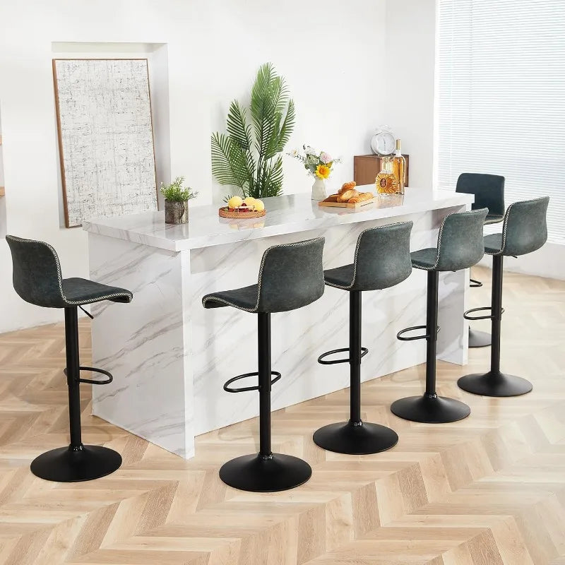 Swivel Bar Stools Set of 4, Counter Height Bar Stools with Back, Adjustable Bar Stools 24" to 32", Faux Leather