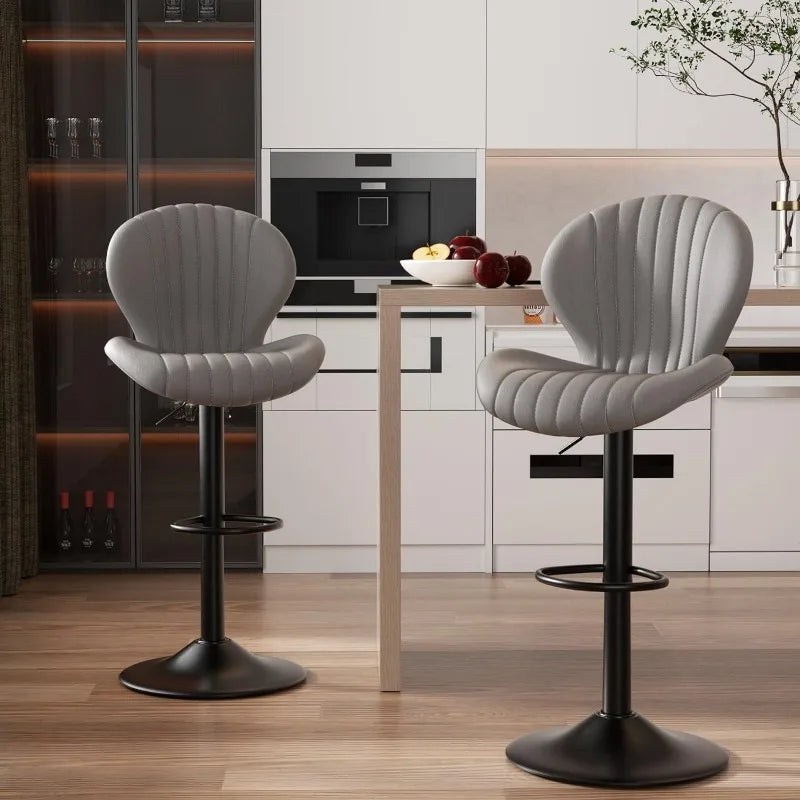 Bar Stools Set of 2 Modern Swivel Bar Chairs, Barstools Counter Height with High Backrest