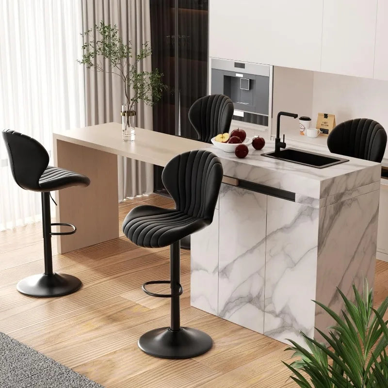 Bar Stools Set of 2 Modern Swivel Bar Chairs, Barstools Counter Height with High Backrest