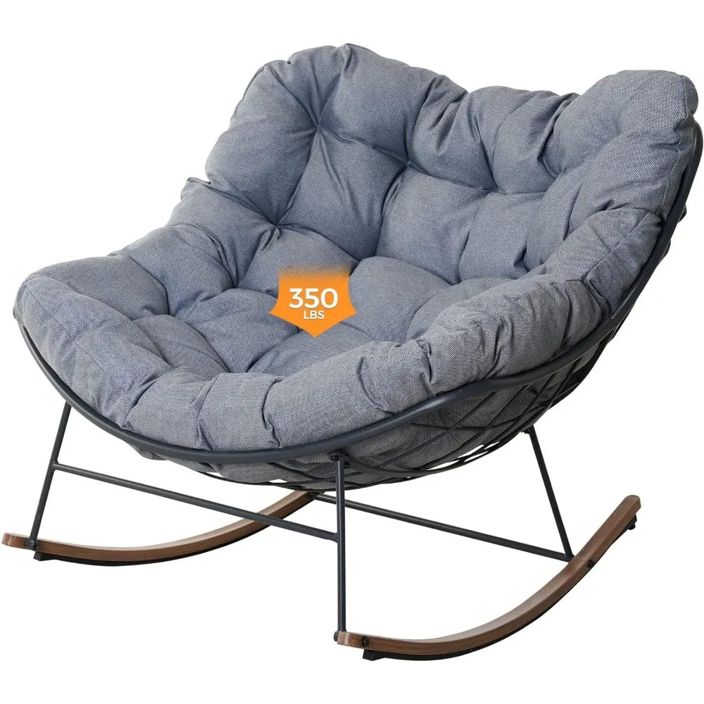 Outdoor garden Chair E-Coated Rocking Chair with Cushion for Garden Backyard,Solution-dyed Polyester,37 Pounds garden Chairs