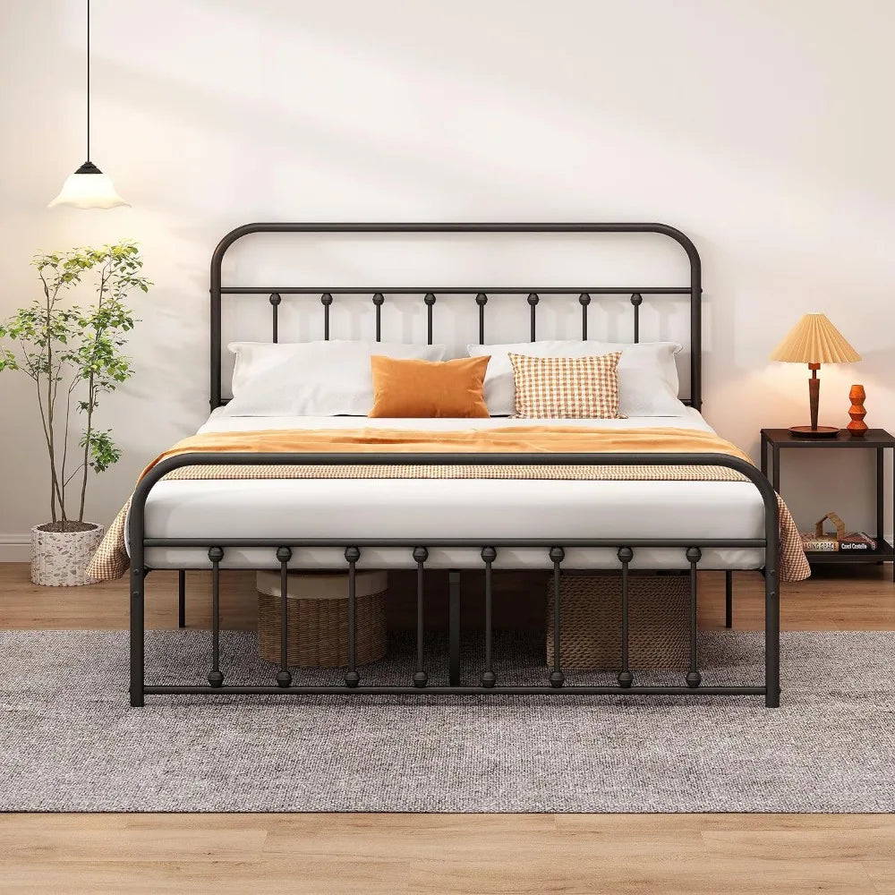 Classic Metal Platform Bed Frame with Heaboard and Footboard,Strong Metal Slats Support,No Box Spring Needed,Easy Assembly