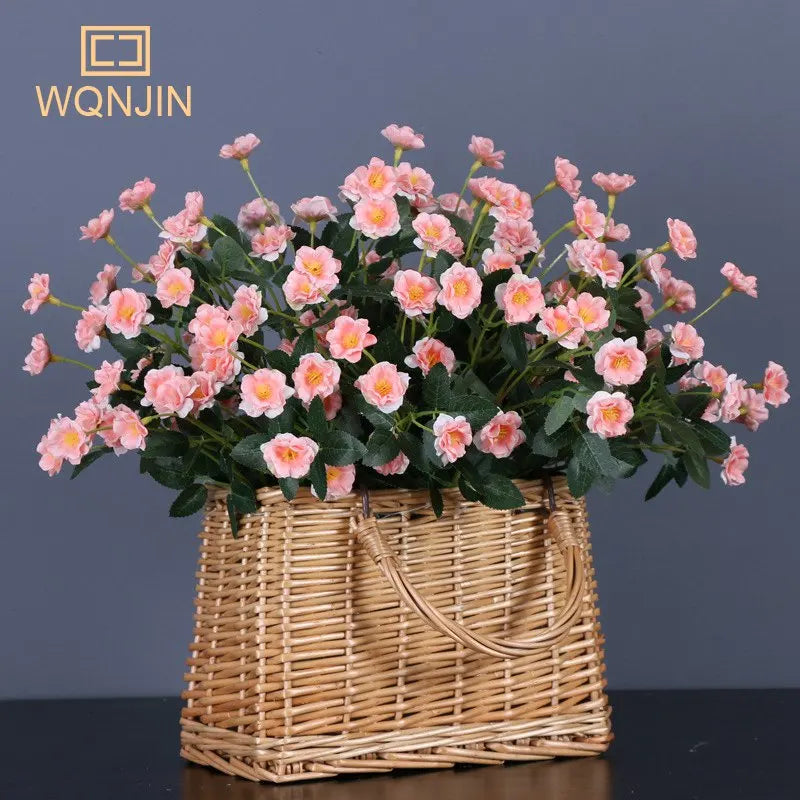 Small Roses Artificial Flower Wedding Garden Table Rose Bouquet Arrangement Home Party Fake Plant Simulation Decoration