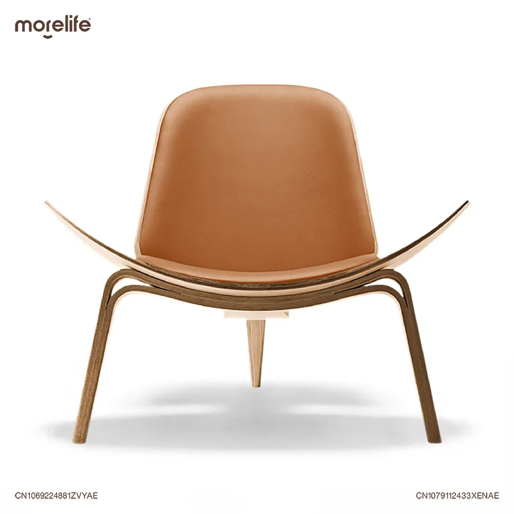 Northern Europe Three-Legged Shell Chair Ash Plywood Fabric Living Room Chair Modern Single Person Lounge Chairs Home Furniture