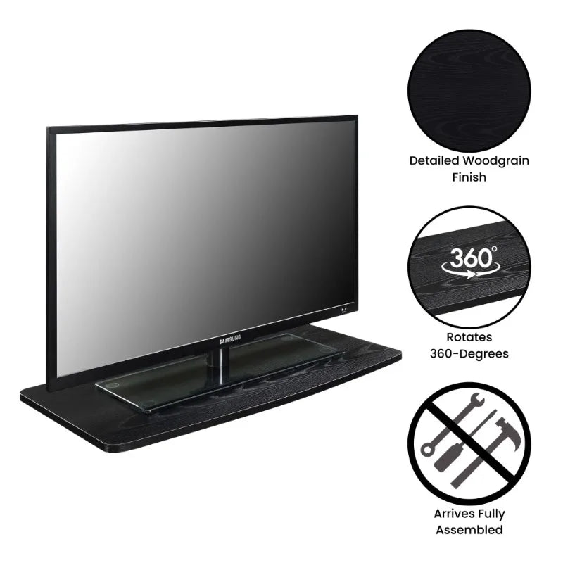 Single Tier Swivel Riser Prosumer's Choice Natural Bamboo TV Swivel Stand for LED/LCD TV,  for TVs up to 37", Black