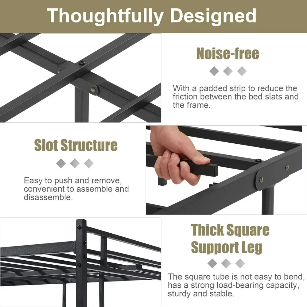 Full Size Bed Frame with Headboard, Heavy beds Platform with Steel Slats Support, Bed Frame