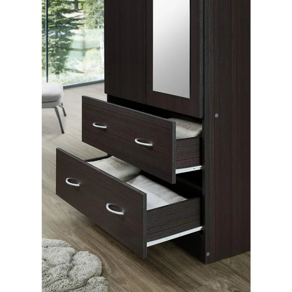 Chocolate Cabinet/ Closet 2 Door Wood Wardrobe Bedroom Closet With Clothing Rod Inside Cabinet Wardrobes Home Furniture Cabinets