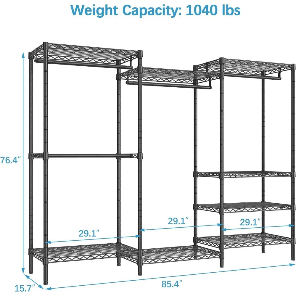 V5 Plus Large Portable Closet Rack Freestanding Wardrobe Closet, Multi-Functional Clothes Rack Heavy Duty Metal Clothing Rack