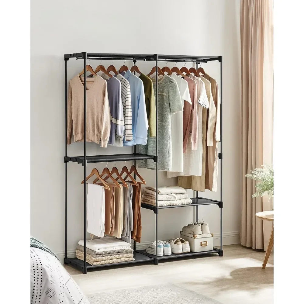 Closet Organizer, Clothes Rack with Shelves, Hanging Rods, Storage Organizer, for Cloakroom, Bedroom, 54.3 x 16.9 x 71.7 Inches