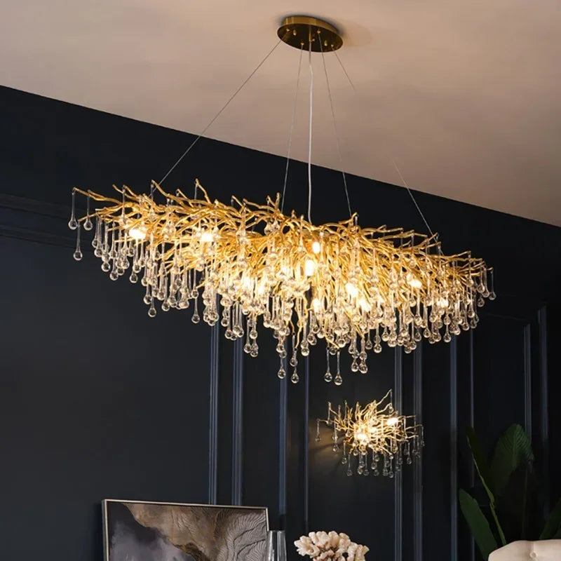 Modern Luxury Chandeliers Lighting Gold Hanging Lamp Glass Idoor Home Decor Pendant Lamp for Living Room Dining Table Bedroom G9